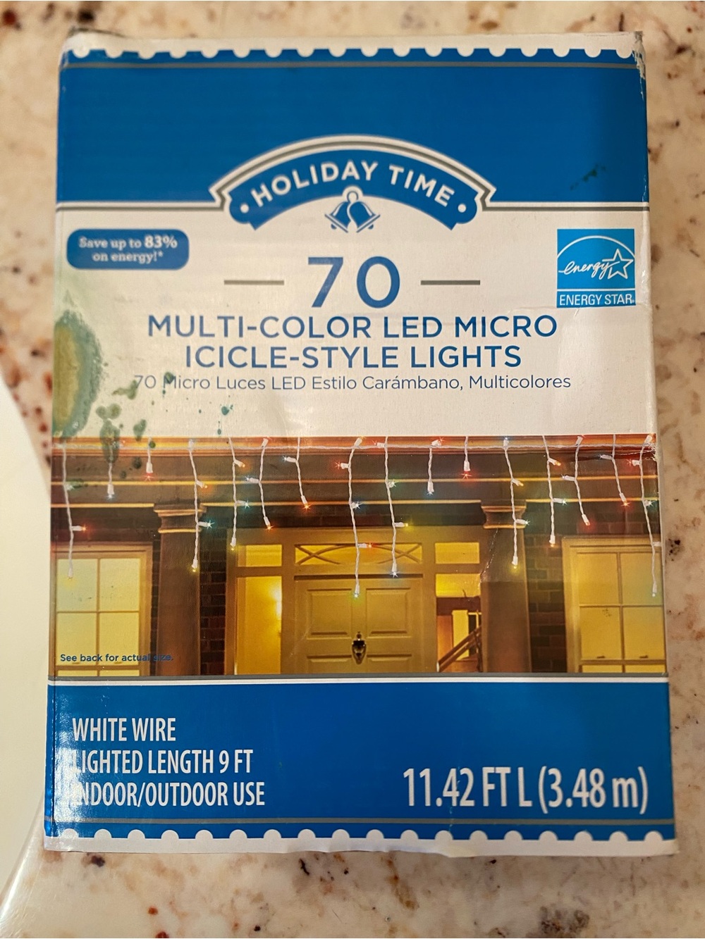 Holiday Time Multicolor LED Icicle String Lights on White Wire